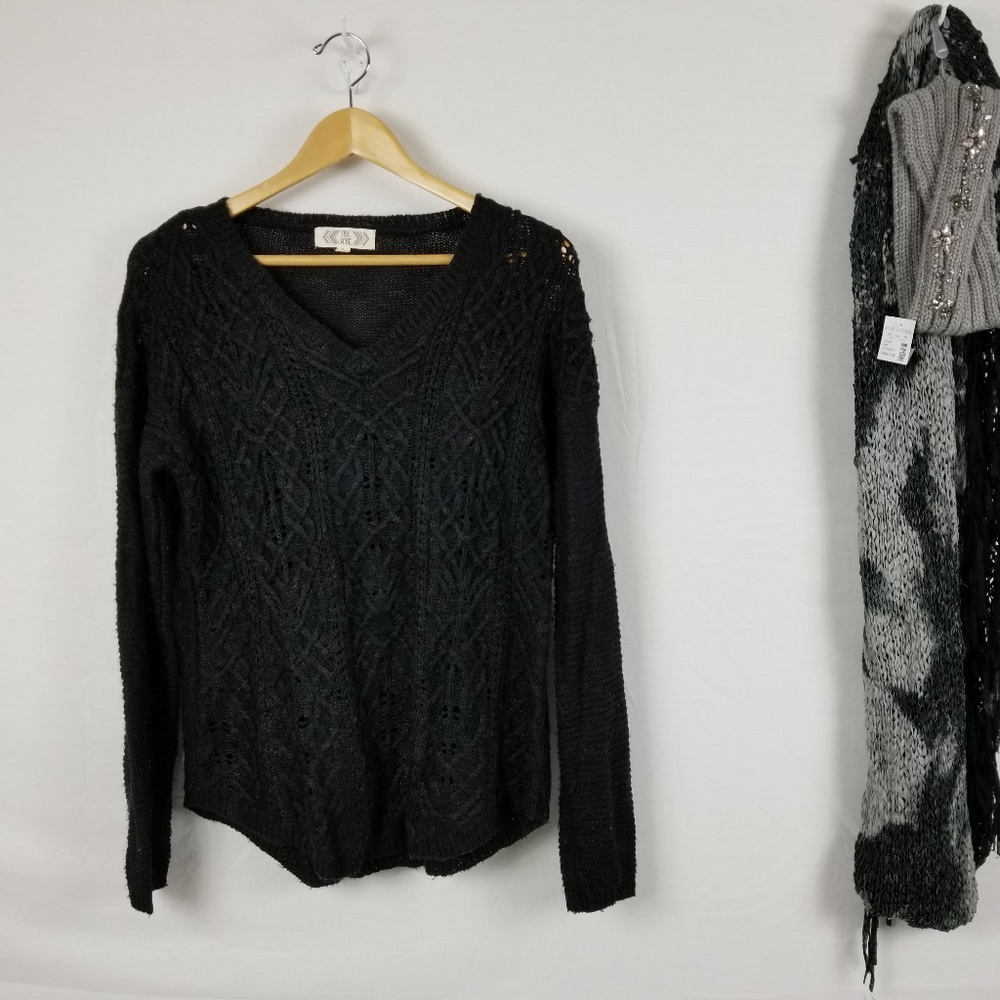 Black cable knit sweater